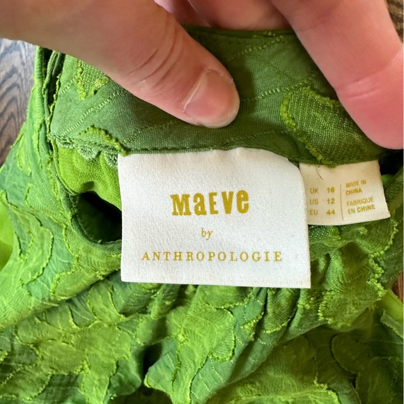 Maeve by Anthropologie Green Patterned Tank Top Size 12 - Picture 7 of 8